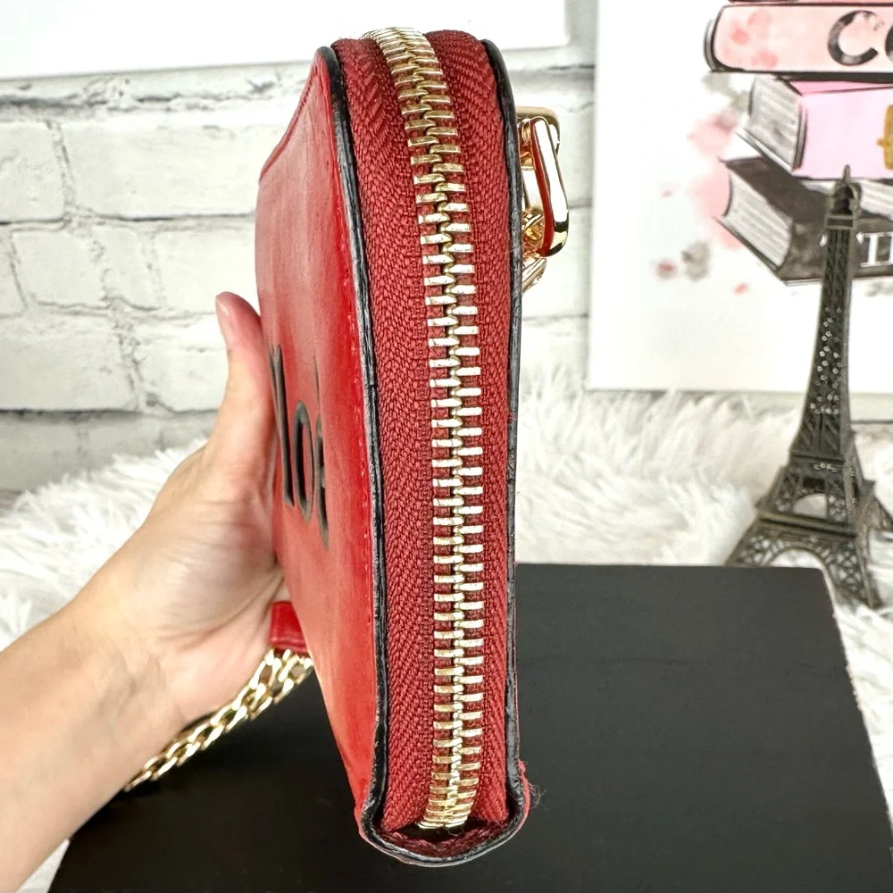 Chloe red leather custom paint crossbody wallet on chain - Picture 7 of 16
